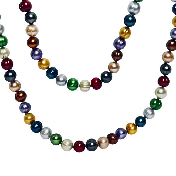 Honora Single Strand Multi-Colored Baroque Pearl Necklace W/Sterling Clasp (6043 - Picture 3 of 7